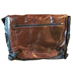 Messenger Shoulder Bag NWT Soft Crossbody Wilsons Brown Leather Black Nylon Case